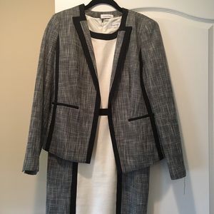 Gray, Black & White Suit Dress w/ matching Blazer